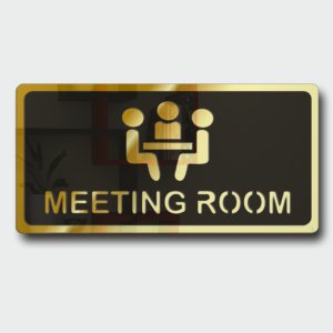 Meeting Room Sign Board Golden (Mirror) Premium look Self-Adhesive Material: Acrylic Meeting Room (1)