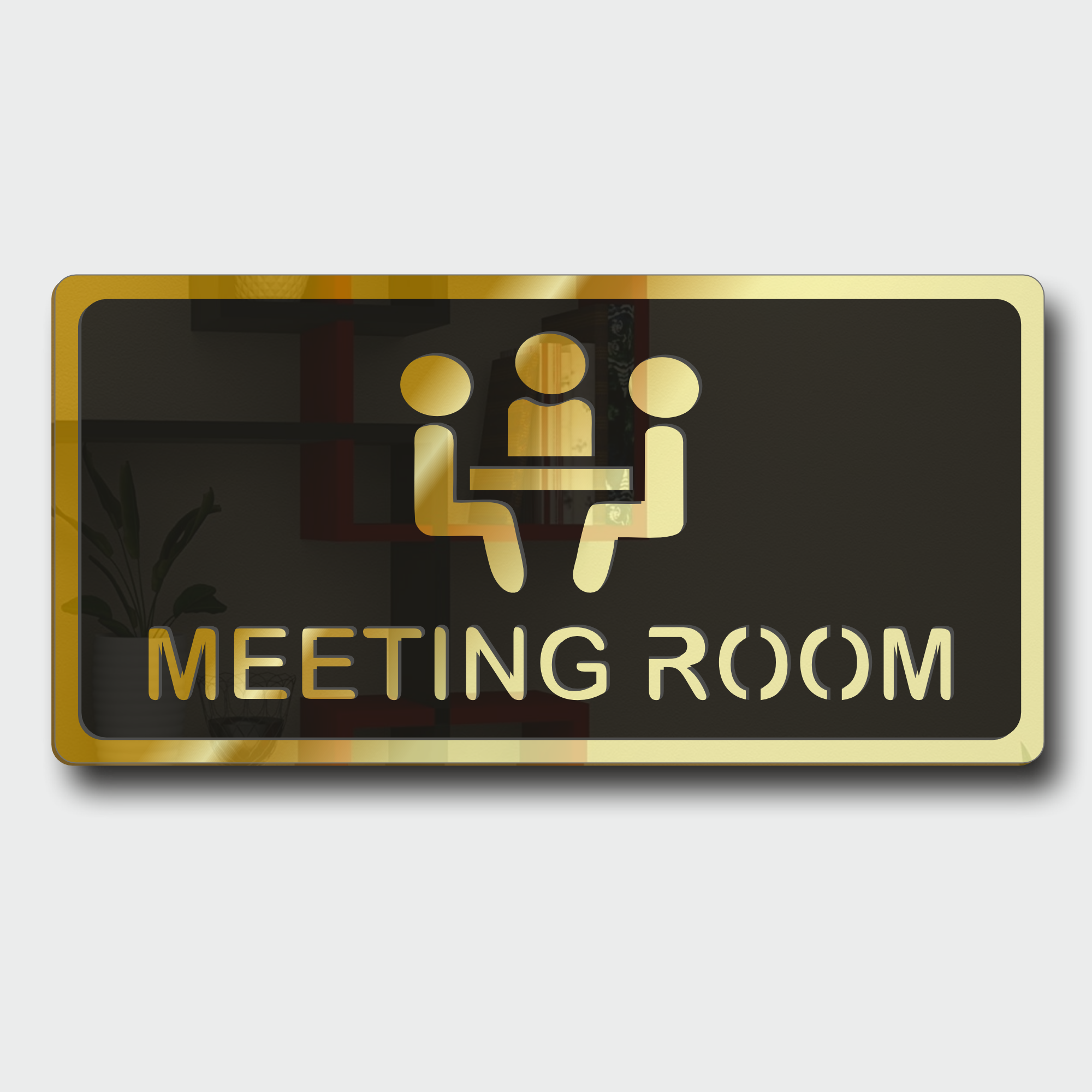 Meeting Room Sign Board Golden (Mirror) Premium look Self-Adhesive Material: Acrylic 3 Meeting Room (1)