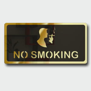 No Smoking Sign Board Golden (Mirror) Premium look Self-Adhesive Material: Acrylic No Smoking Golden (1)