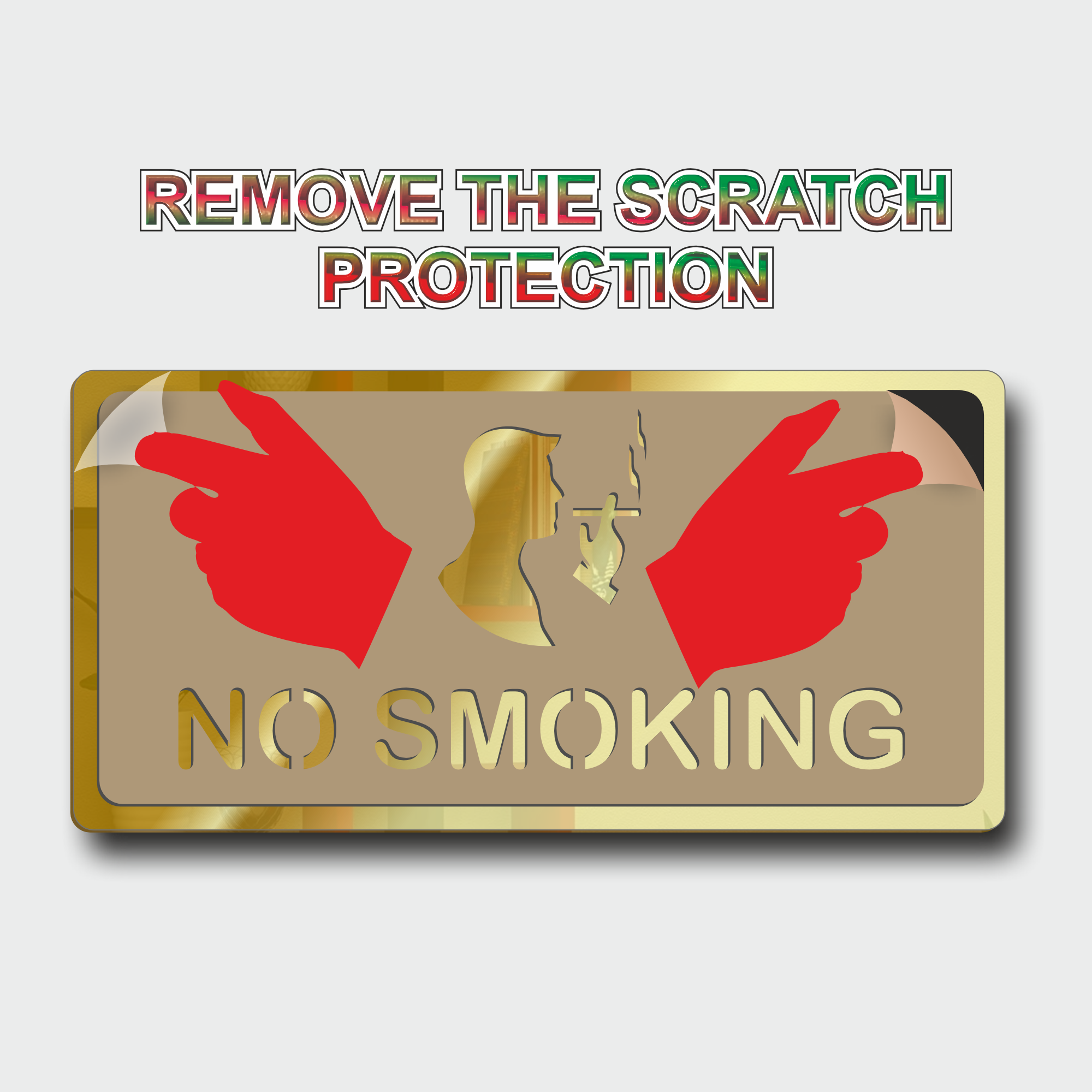 No Smoking Sign Board Golden (Mirror) Premium look Self-Adhesive Material: Acrylic 4 No Smoking Golden (2)