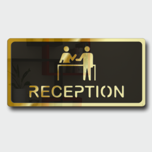 Reception Sign Board Golden (Mirror) Premium look Self-Adhesive Material: Acrylic Reception (1)