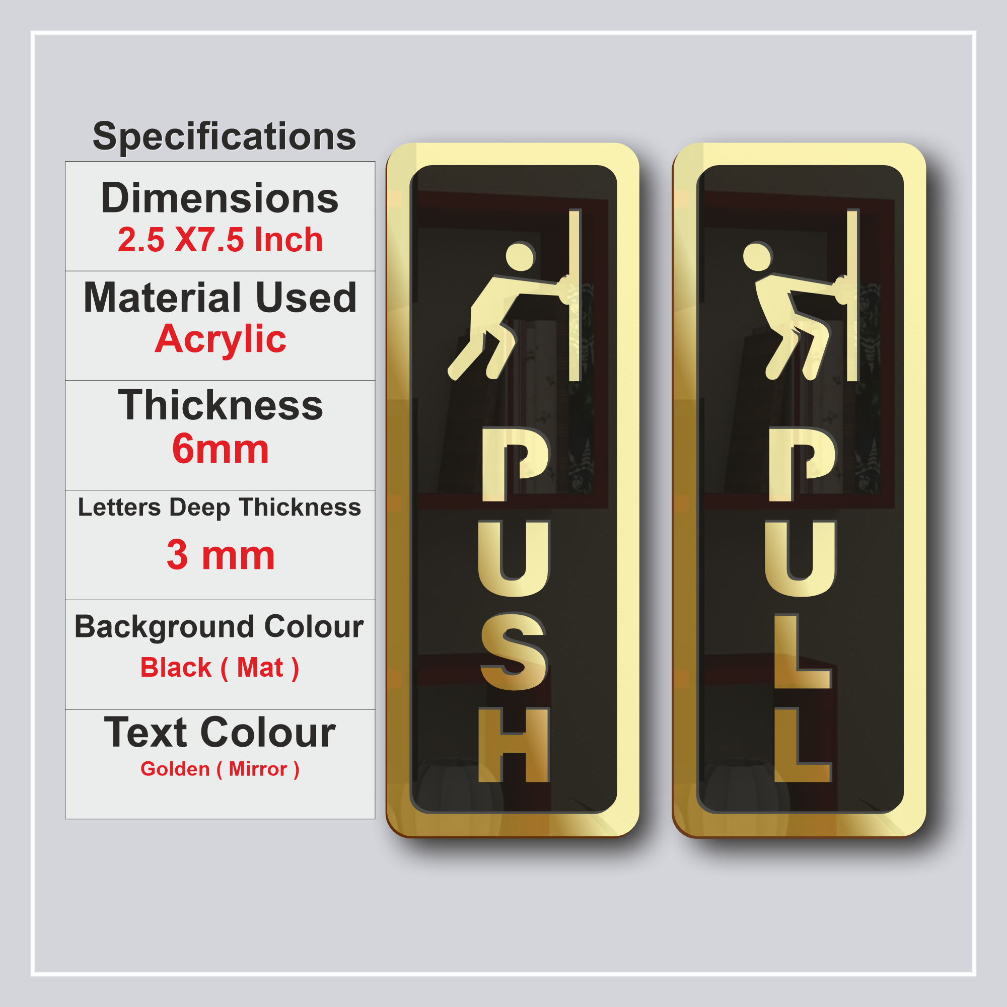 Push Pull Sign for Glass Door Sticker Premium look Self-Adhesive Material: Acrylic 6 push pull (4)