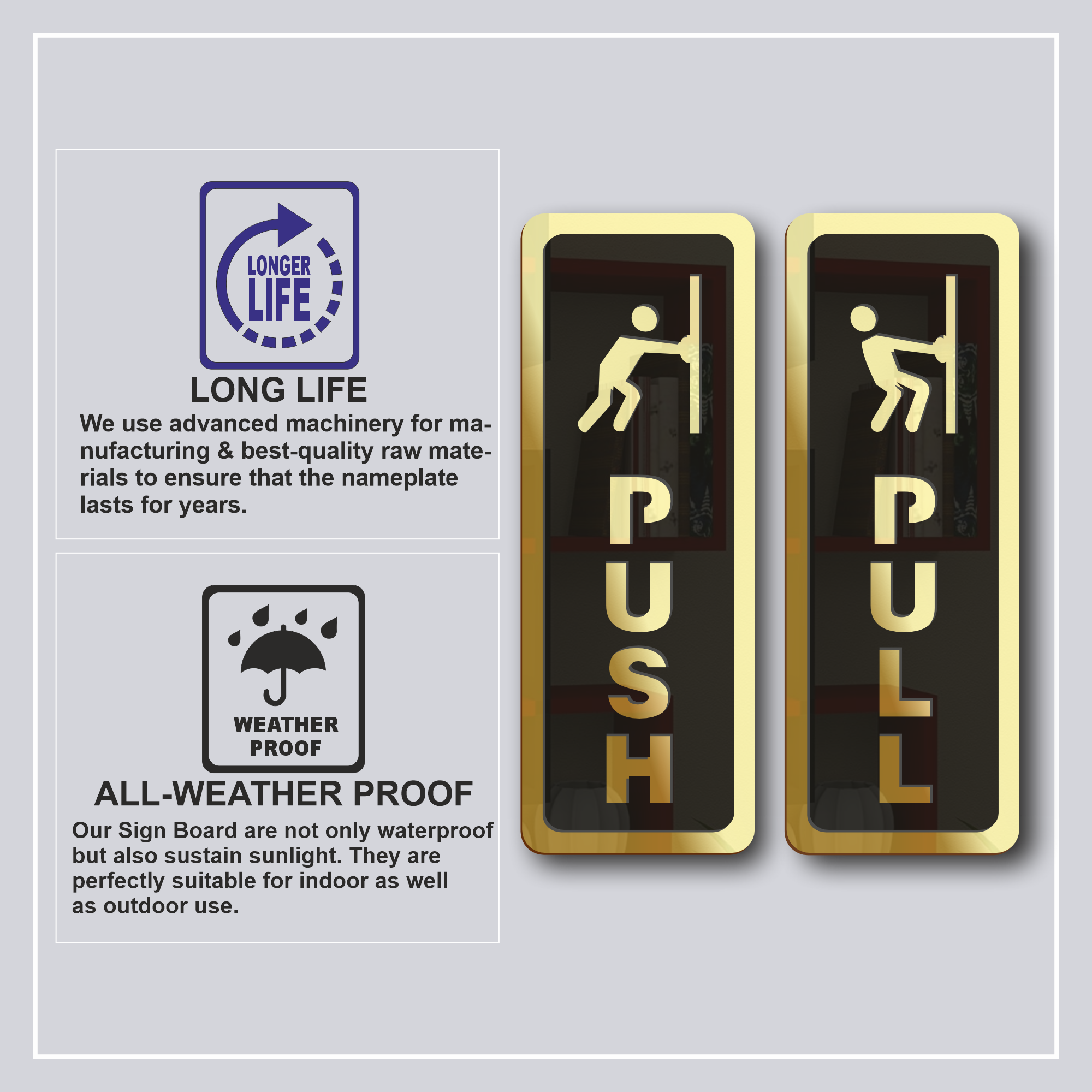 Push Pull Sign for Glass Door Sticker Premium look Self-Adhesive Material: Acrylic 7 push pull (5)