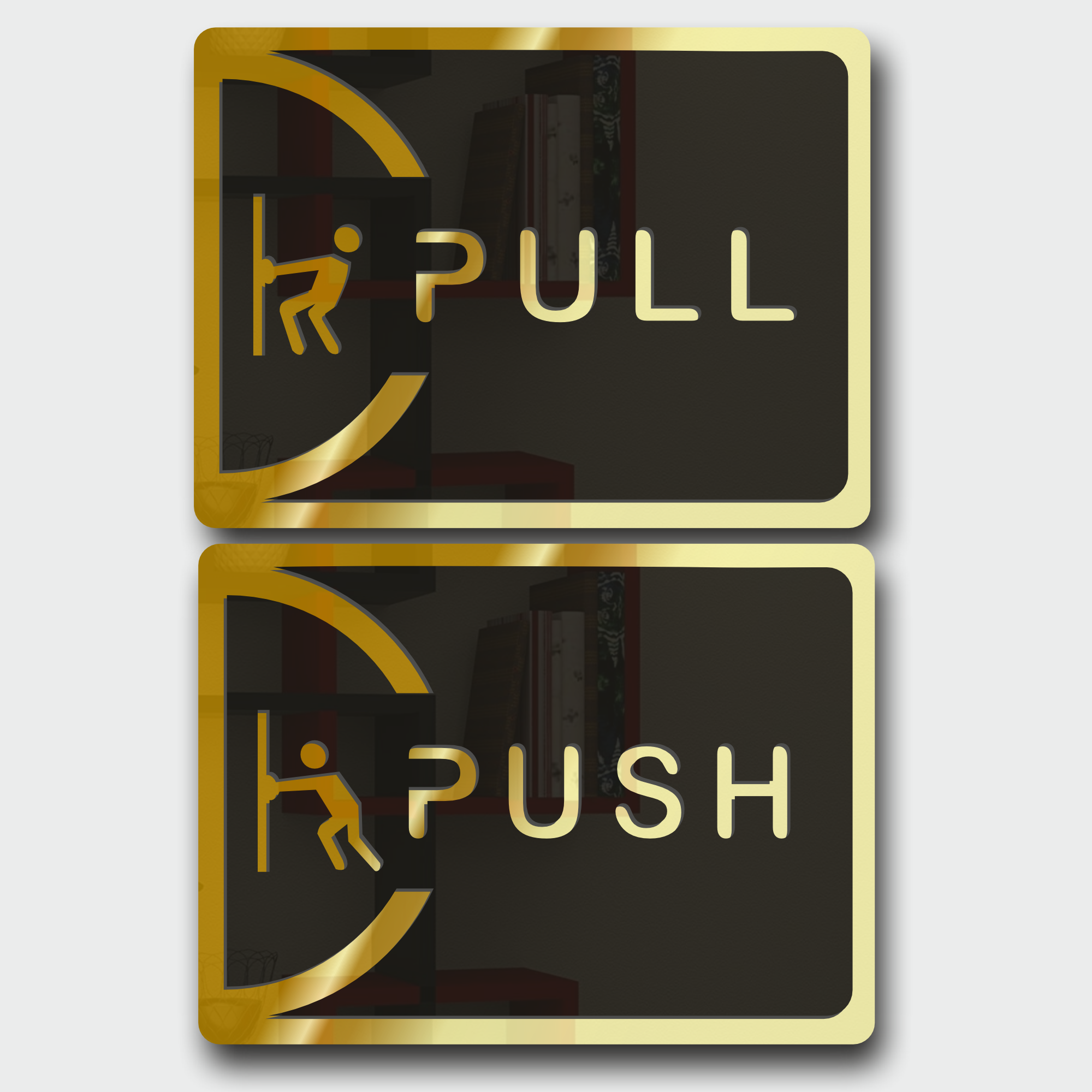 Push Pull Square Sign Board Golden Material: Acrylic 3 Push Pull Golden (1)