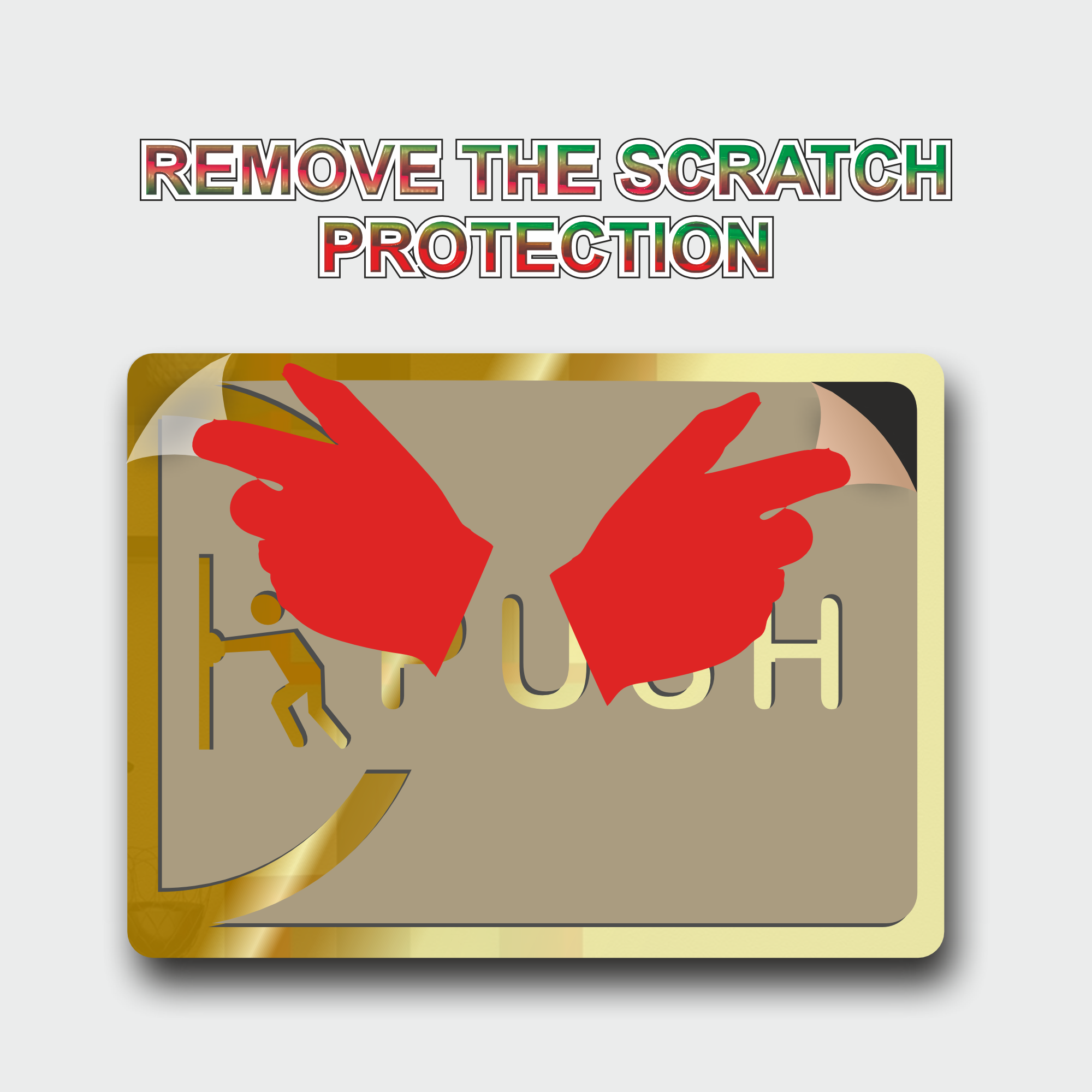 Push Pull Square Sign Board Golden Material: Acrylic 4 Push Pull Golden (2)