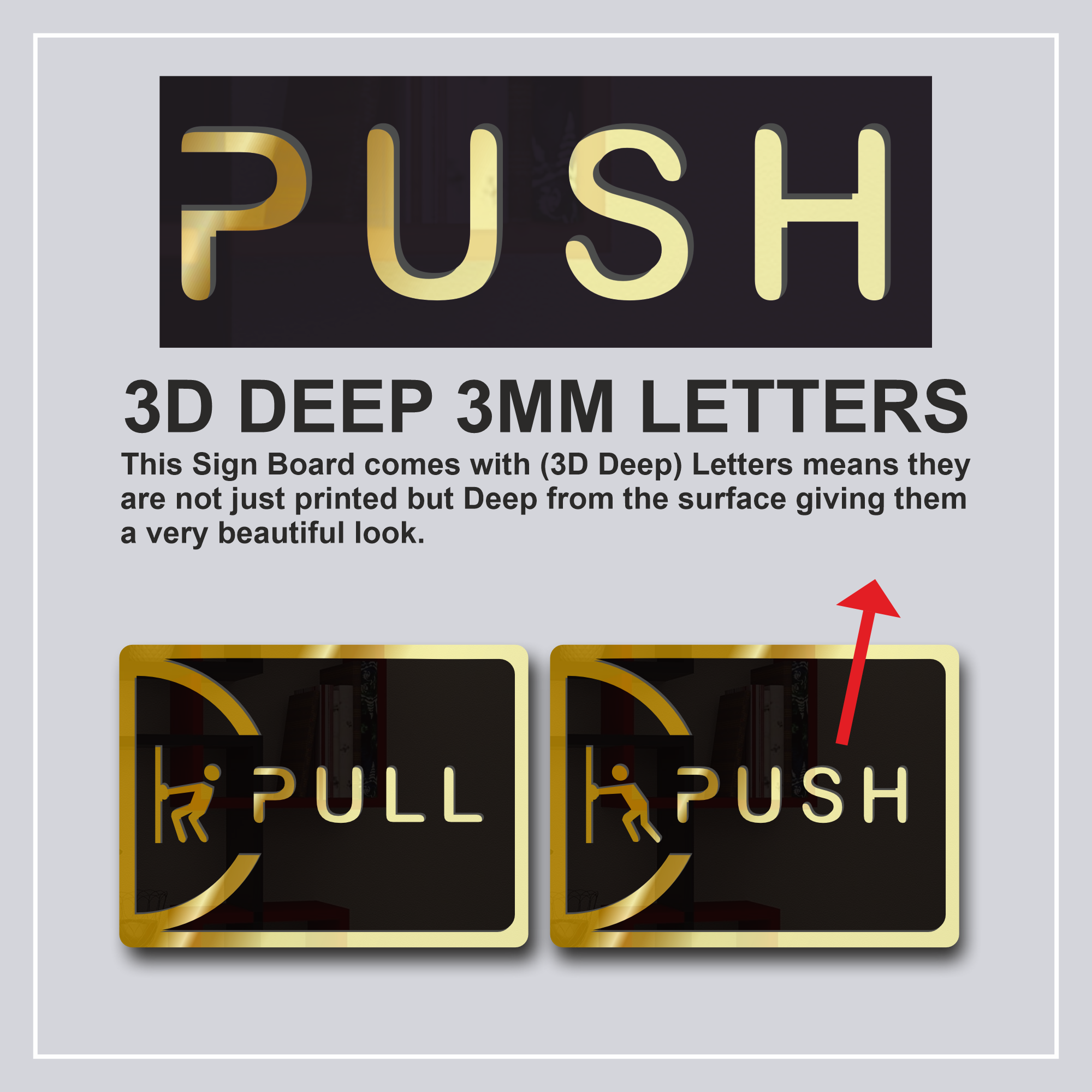 Push Pull Square Sign Board Golden Material: Acrylic 6 Push Pull Golden (3)