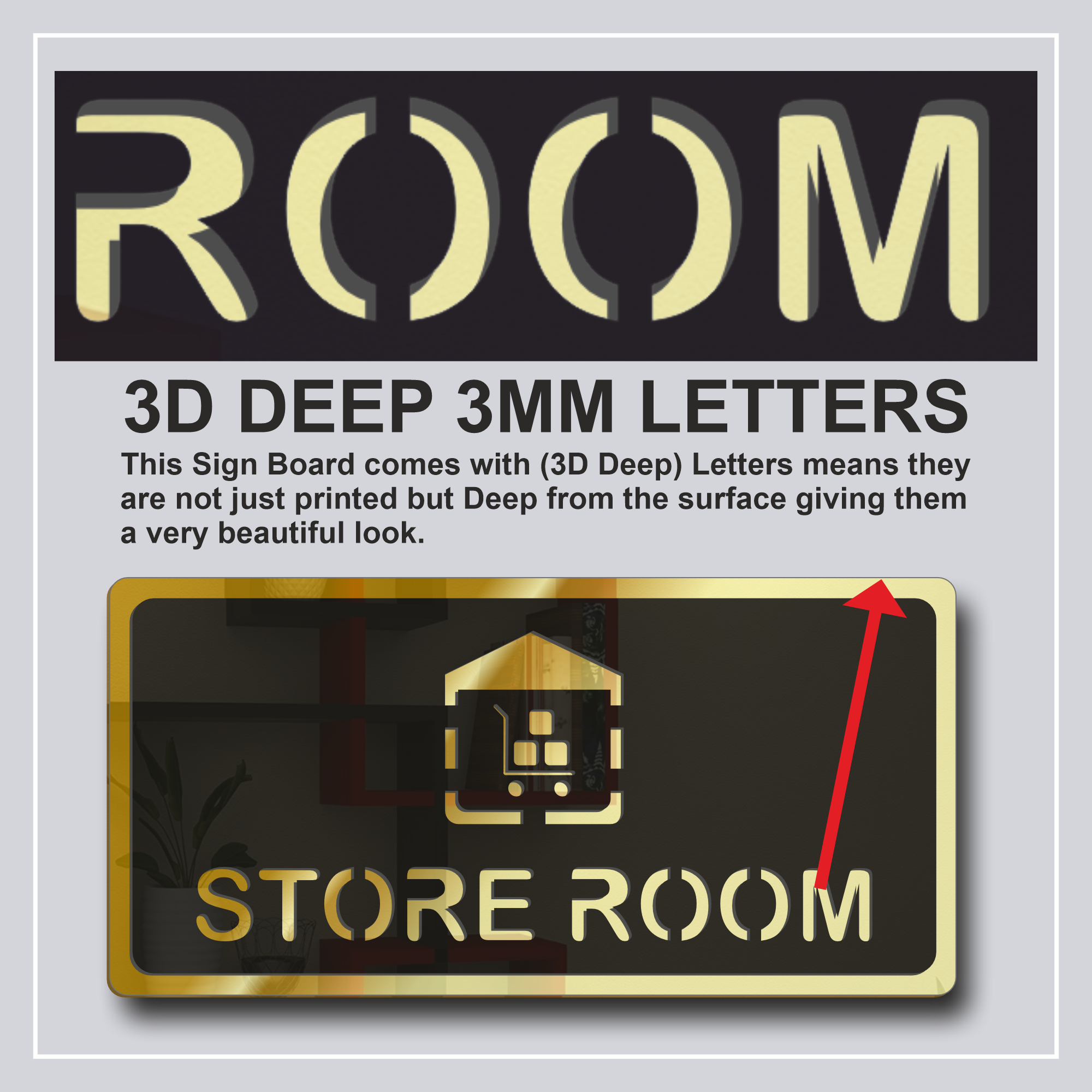 Store Room Sign Board Golden Material: Acrylic 5 Store Room (3)