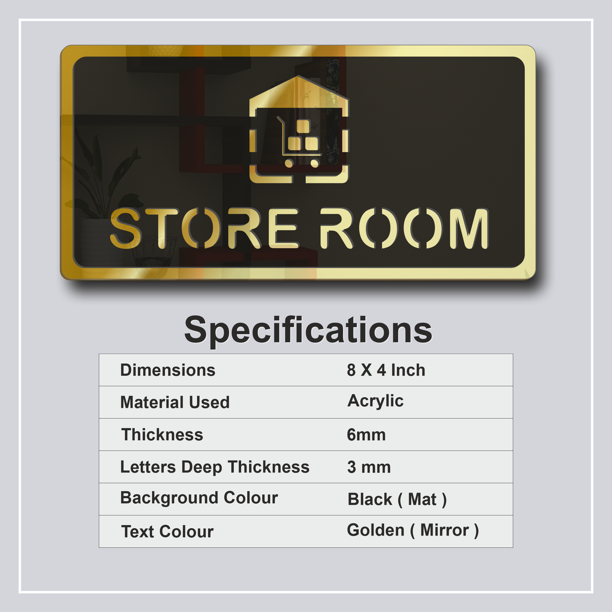 Store Room Sign Board Golden Material: Acrylic 6 Store Room (4)