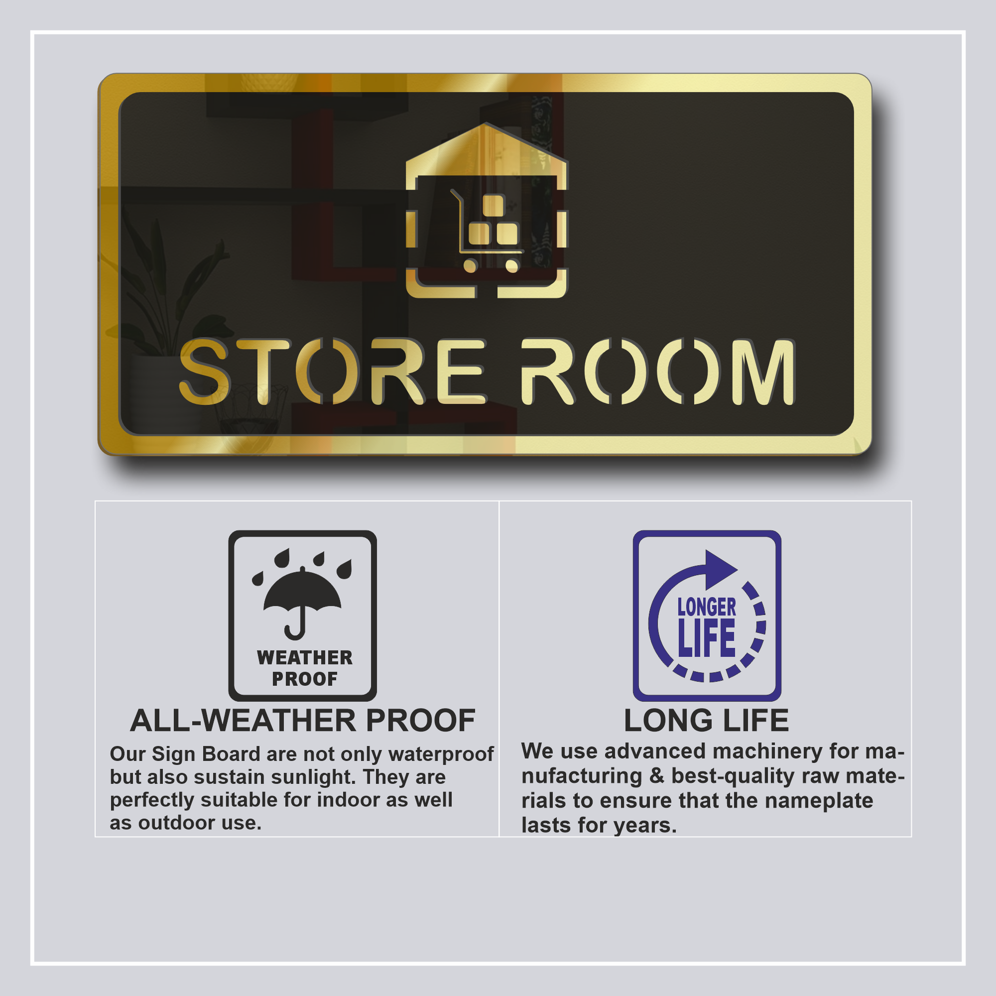 Store Room Sign Board Golden Material: Acrylic 7 Store Room (5)
