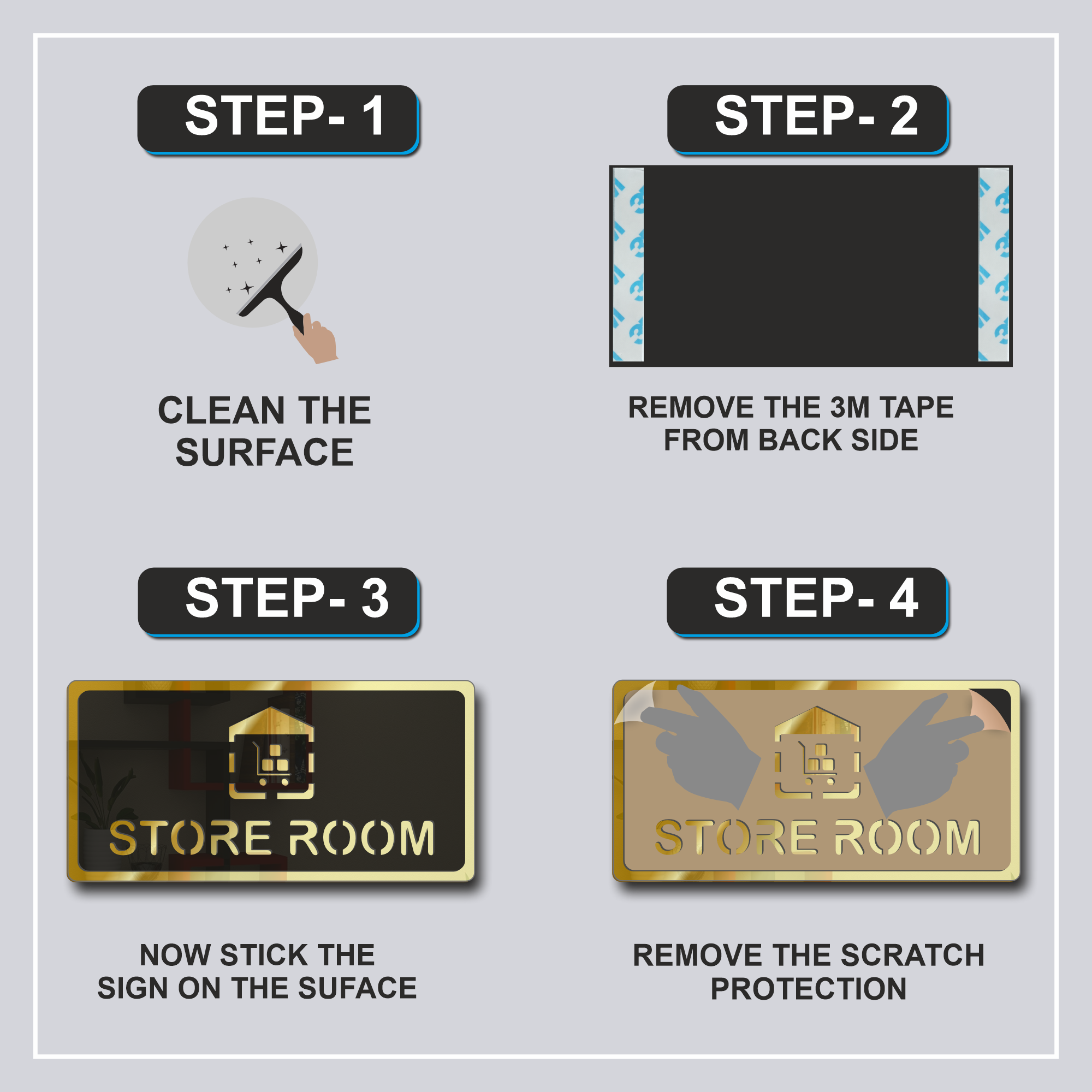 Store Room Sign Board Golden Material: Acrylic 8 Store Room (6)